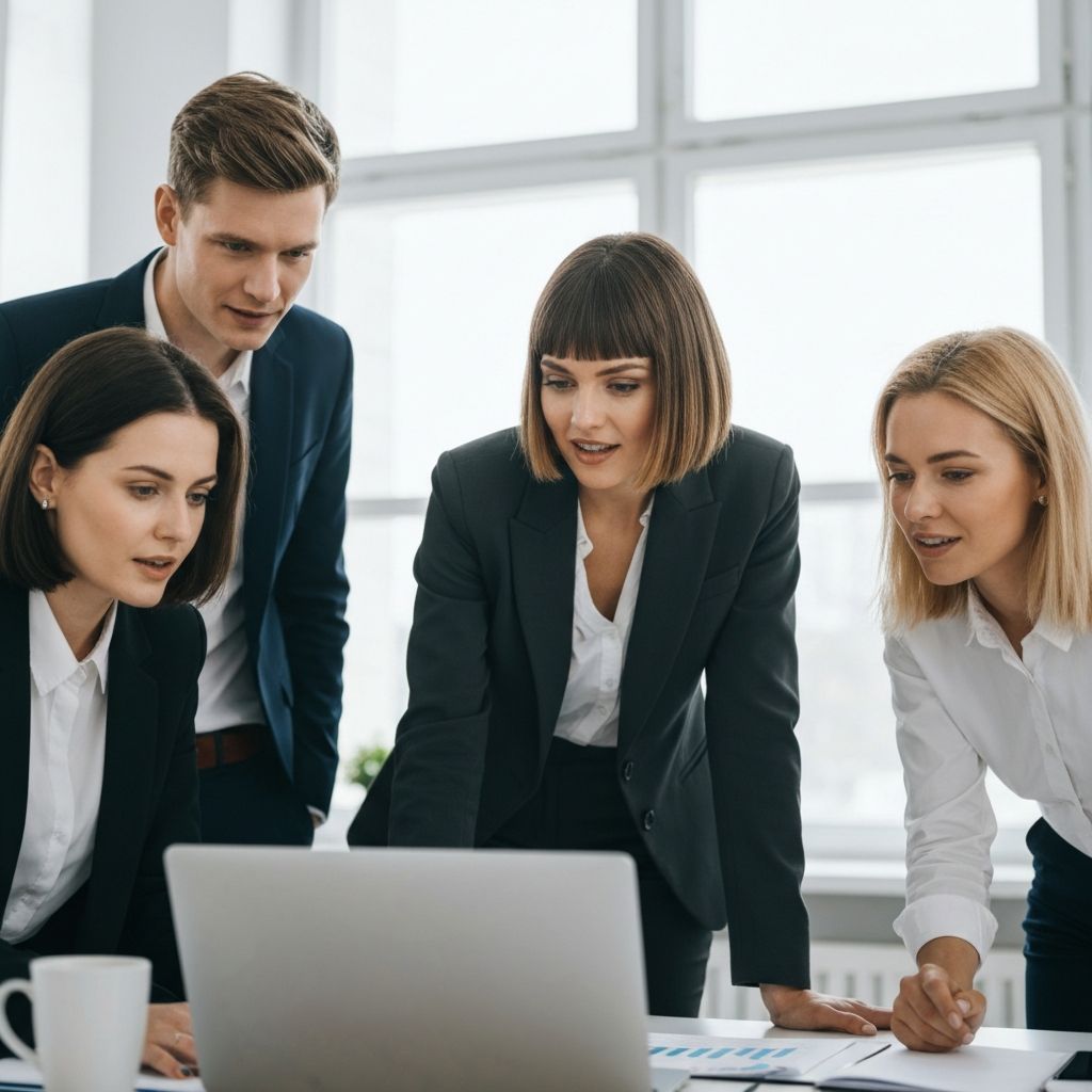 Digital marketing team collaborating on strategy